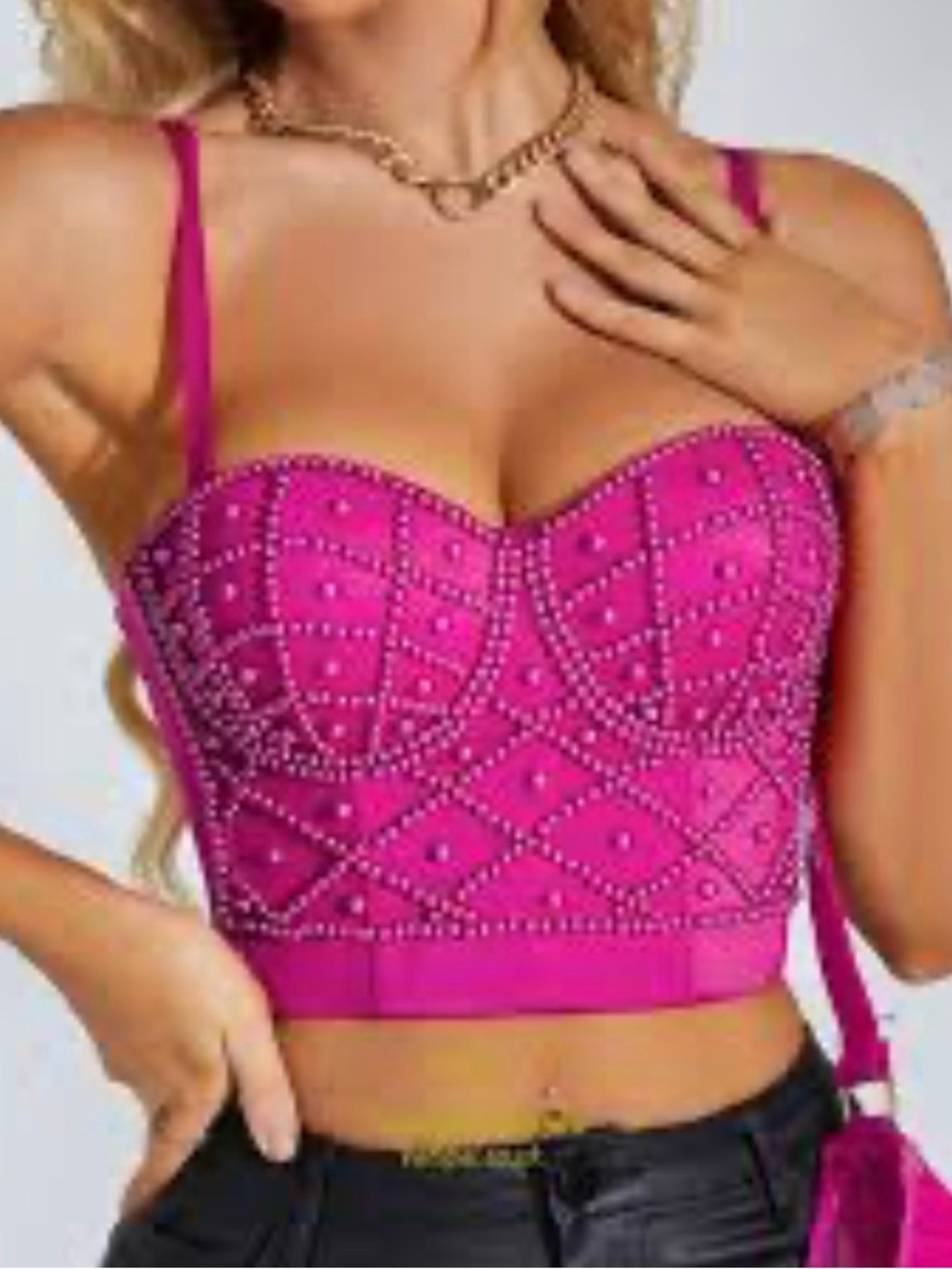 bustier top Lady Corset Top Camis Nightclub Sexy women pearl padded camis Large